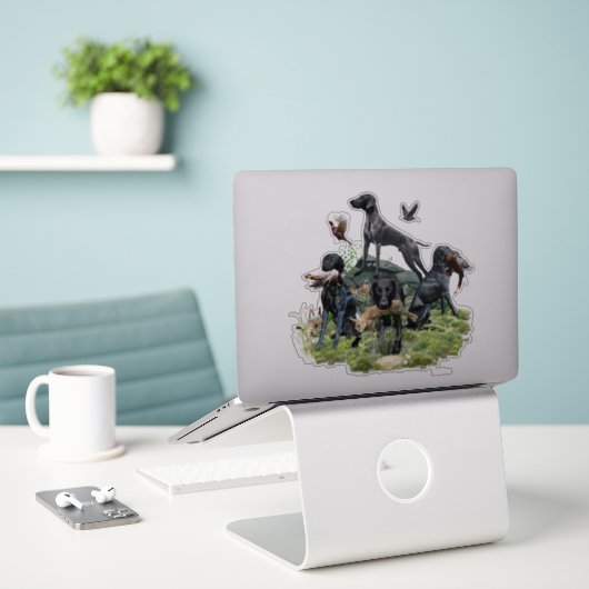 Kurzzeiger Aufkleber (Laptop auf Schreibtisch)