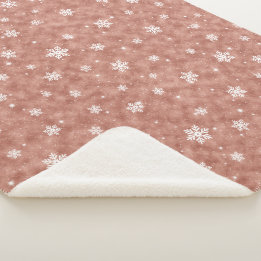 Kuschelige Roségold Glitter Sterne Schneeflocken Sherpadecke