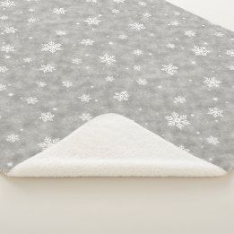 Kuschelige Silber Glitter Sterne Schneeflocken Sherpadecke
