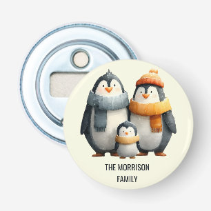 Kuschelige Winter-Pinguin-Familie Flaschenöffner