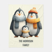 Kuschelige Winter-Pinguin-Familie Fleecedecke (Vorderseite)