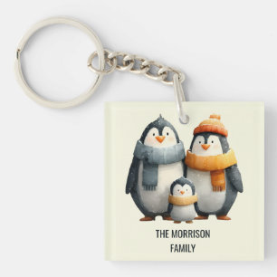 Kuschelige Winter-Pinguin-Familie Schlüsselanhänger