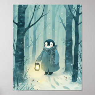 Kuscheliger Pinguin – Winter-Kinderzimmer-Wandkuns Poster