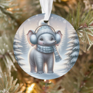 Kuscheliger Schneetag-Elefant Ornament