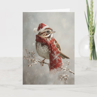 Kuscheliger Weihnachts-Spatz Feiertagskarte