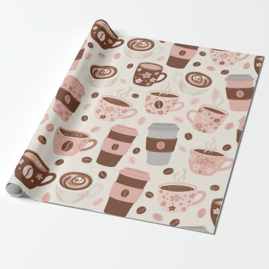 Kuscheliges Kaffeetassen-Muster (10) Geschenkpapier (Ungerollt)