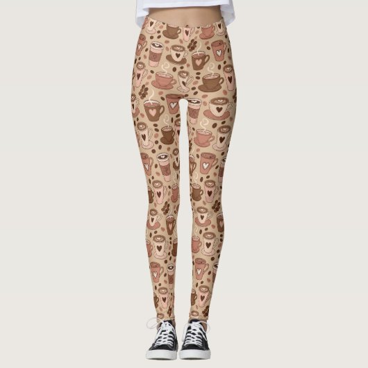 Kuscheliges Kaffeetassen-Muster (1) Leggings (Vorderseite)