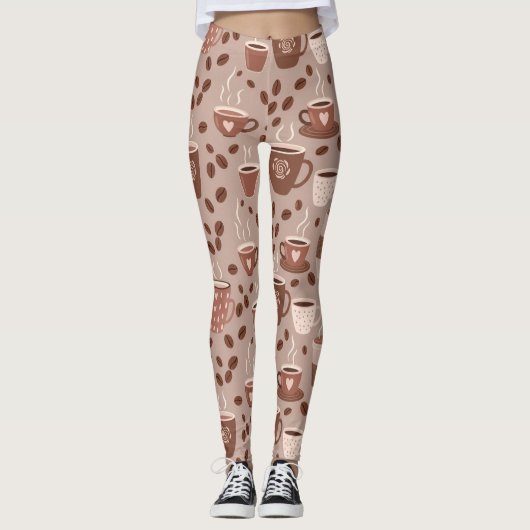Kuscheliges Kaffeetassen-Muster (4) Leggings (Vorderseite)