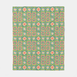 Kuscheliges modernes Retro-grünes Großmutterquadra Fleecedecke