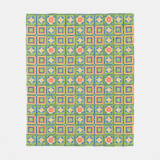 Kuscheliges modernes Retro-grünes Großmutterquadra Fleecedecke