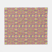 Kuscheliges modernes Retro-Korallen-Großmutterquad Fleecedecke (Vorderseite (Horizontal))