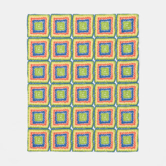 Kuscheliges modernes Retro-Limettengelb Granny Squ Fleecedecke