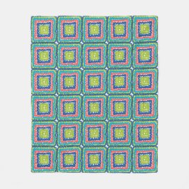 Kuscheliges modernes Retro-Limettengrün-Blau-Großm Fleecedecke