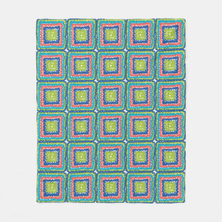 Kuscheliges modernes Retro-Limettengrün-Blau-Großm Fleecedecke