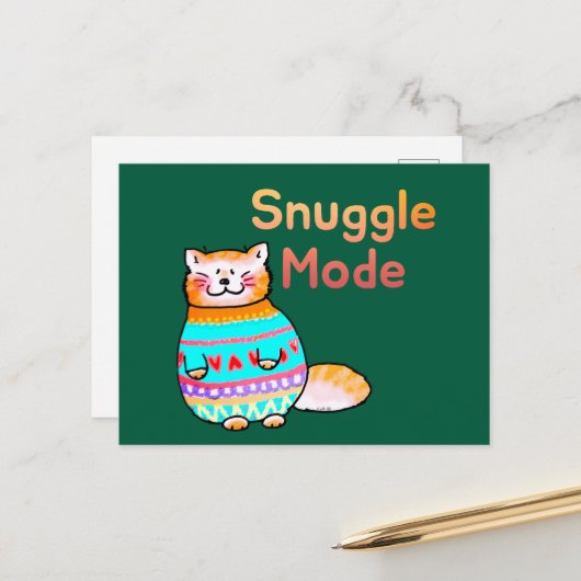 Kuschelmodus Kuschel-Garnkatze Postkarte (Vorderseite/Rückseite Beispiel)