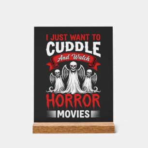 Kuscheln und Horrorfilme anschauen Skelett Hallowe Acrylschild
