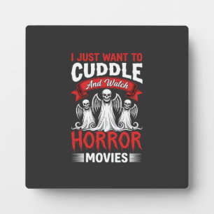 Kuscheln und Horrorfilme schauen Skelett Halloween Fotoplatte