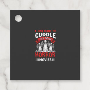 Kuscheln und Horrorfilme schauen Skelett Halloween Geschenkanhänger