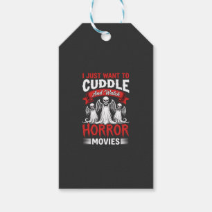 Kuscheln und Horrorfilme schauen Skelett Halloween Geschenkanhänger
