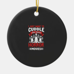 Kuscheln und Horrorfilme schauen Skelett Halloween Keramik Ornament