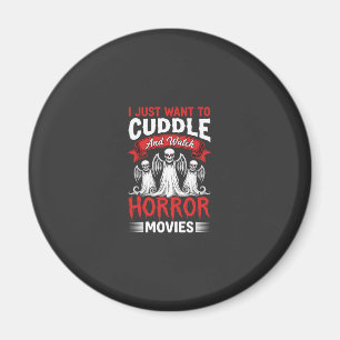 Kuscheln und Horrorfilme schauen Skelett Halloween Magnet