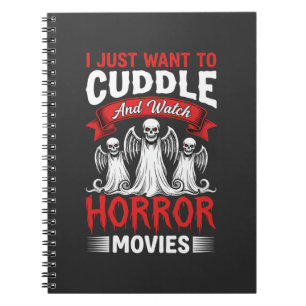 Kuscheln und Horrorfilme schauen Skelett Halloween Notizblock