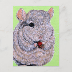Kuschelndes knabberndes Chinchilla-Gemälde Postkarte