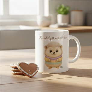 Kuschelzeit Igel mit Name Kaffeetasse