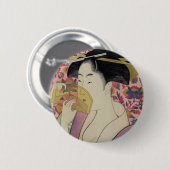Kushi Comb von Kitagawa Utamaro Button (Vorne & Hinten)