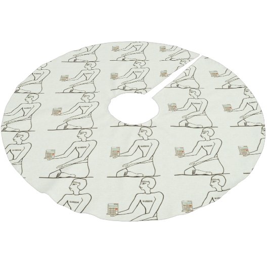 "Kushim, der Buchhalter, der einen Rechner hat" Polyester Weihnachtsbaumdecke (Schrägansicht)