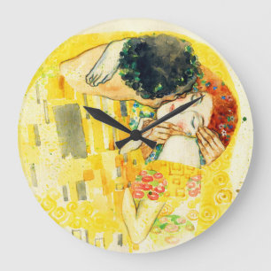 Kuss. Abbildung. Aquarellmalerei Große Wanduhr
