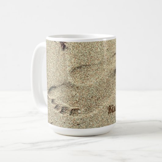 Kuss am Sandstrand Kaffeetasse (Vorderseite Links)