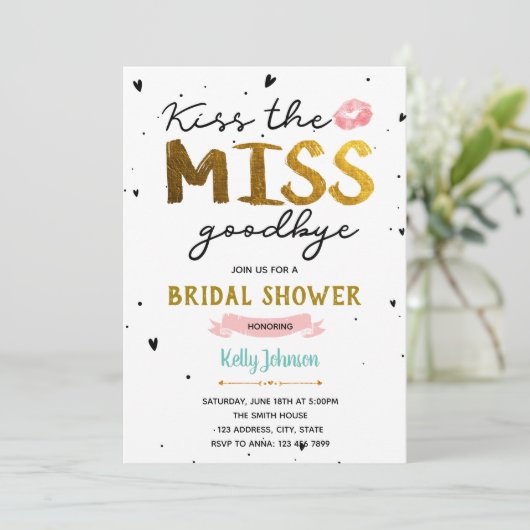 Küss auf der Brautparty-Karte zum Abschied Einladung (Stehend Vorderseite)