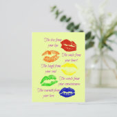 Kuss aus den Lippen Postkarte (Stehend Vorderseite)