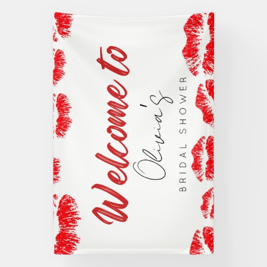 Küss Begrüßungsschild für das Brautparty auf Absch Banner (Vertikal)