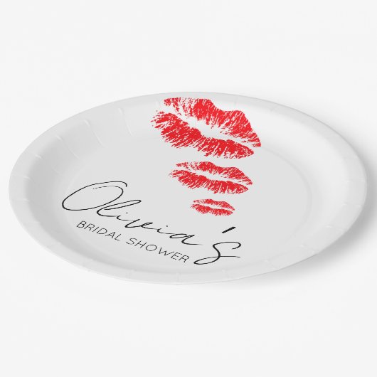 Küss das Brautparty zum Abschied Pappteller (Schrägansicht)