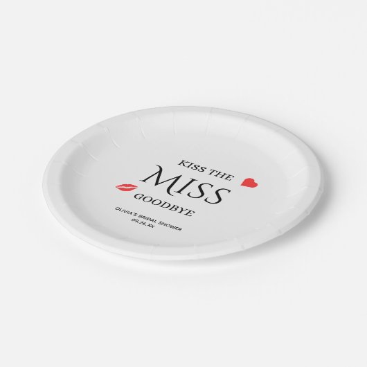 Küss das Miss-Goodbye-Brautparty Pappteller (Schrägansicht)
