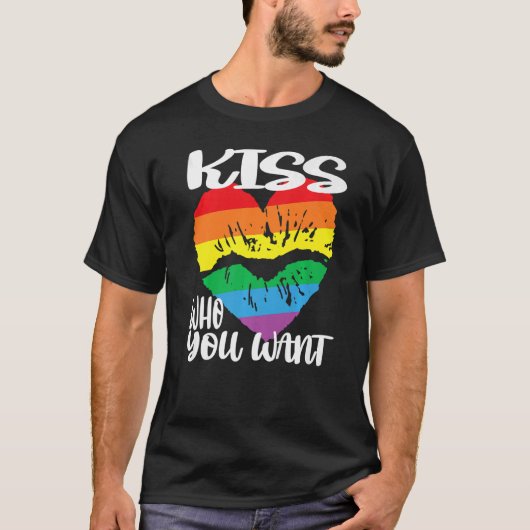 Kuss, den du in Herzform Regenbogenmund gewollt ha T-Shirt (Vorderseite)