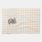 Küss den Koch, Cream Gingham Kariert Geschirrtuch (Horizontal)