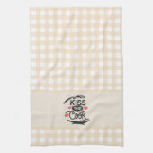 Küss den Koch, Cream Gingham Kariert Geschirrtuch (Vertikal)
