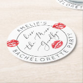 Küss den Miss-Goodbye-Junggeselinnen-Abschied Runder Pappuntersetzer (Angewinkelt)