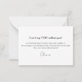 Küss den Vorschlag für eine Brautjungfrau Mitteilungskarte (Rückseite)