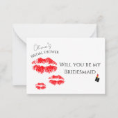 Küss den Vorschlag für eine Brautjungfrau Mitteilungskarte (Vorderseite)