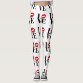 Kuss der Liebe Moderne rote Lippen Leggings (Vorderseite)