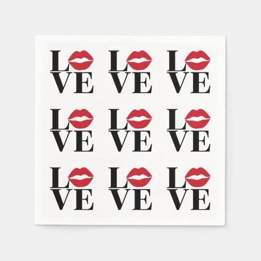 Kuss der Liebe Zeitgenössische rote Lippen Papier  Serviette (Vorderseite)