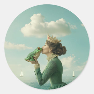 Kuss des Froschprinzen Runder Aufkleber