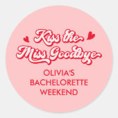 Kuss die Miss Goodbye Junggeselinnen-Abschied Gefa Runder Aufkleber (Vorderseite)
