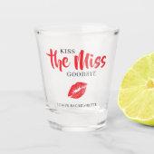 Küss die Miss Goodbye Junggesellinnen-Abschiedspar Schnapsglas (Vorderseite)