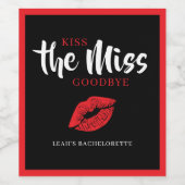 Küss die Miss Goodbye Roter Lippen Junggesellinnen Weinetikett (Einzelnes Label)