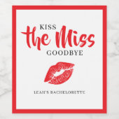Küss die Miss Goodbye Roter Lippen Junggesellinnen Weinetikett (Einzelnes Label)